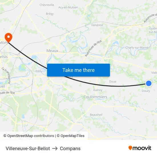 Villeneuve-Sur-Bellot to Compans map