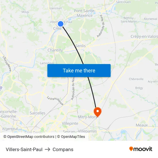 Villers-Saint-Paul to Compans map