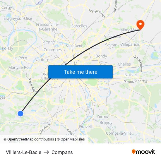 Villiers-Le-Bacle to Compans map