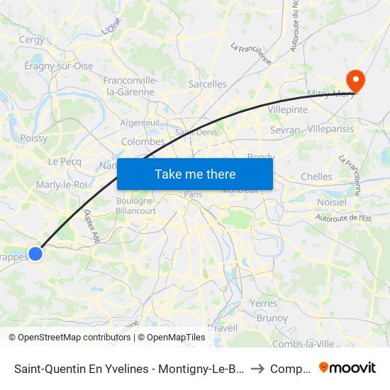 Saint-Quentin En Yvelines - Montigny-Le-Bretonneux to Compans map