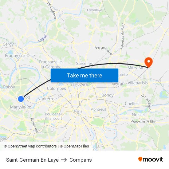 Saint-Germain-En-Laye to Compans map