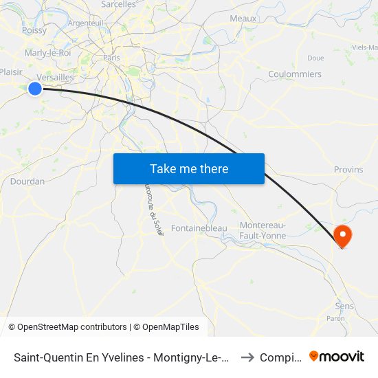 Saint-Quentin En Yvelines - Montigny-Le-Bretonneux to Compigny map