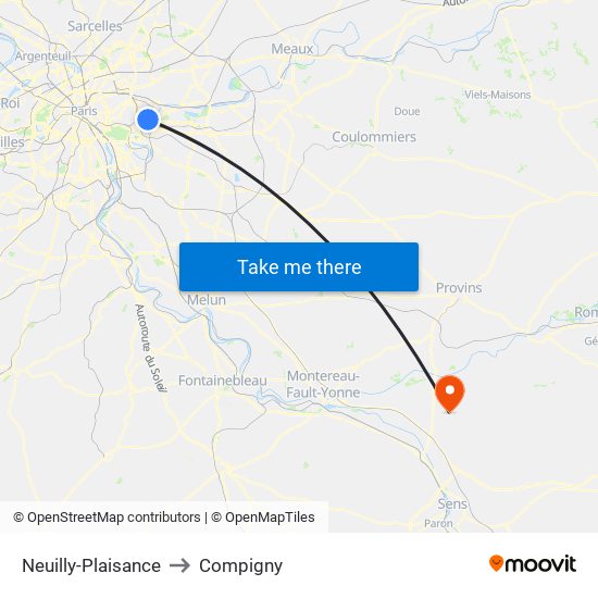 Neuilly-Plaisance to Compigny map