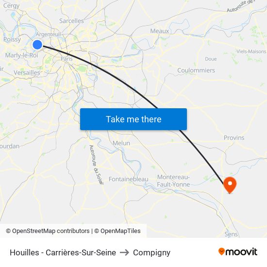 Houilles - Carrières-Sur-Seine to Compigny map