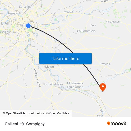 Gallieni to Compigny map