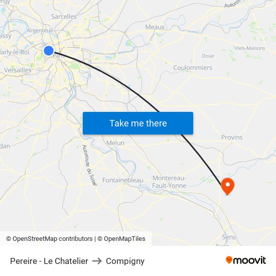 Pereire - Le Chatelier to Compigny map