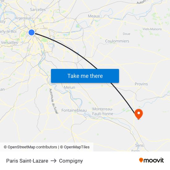 Paris Saint-Lazare to Compigny map