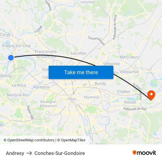 Andresy to Conches-Sur-Gondoire map