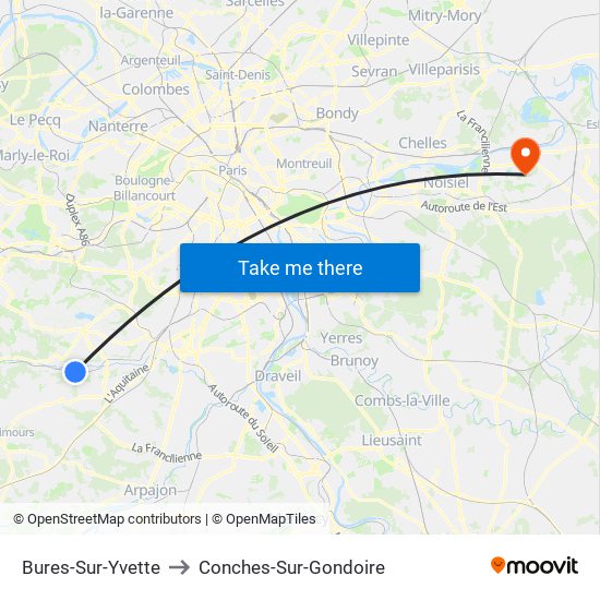 Bures-Sur-Yvette to Conches-Sur-Gondoire map