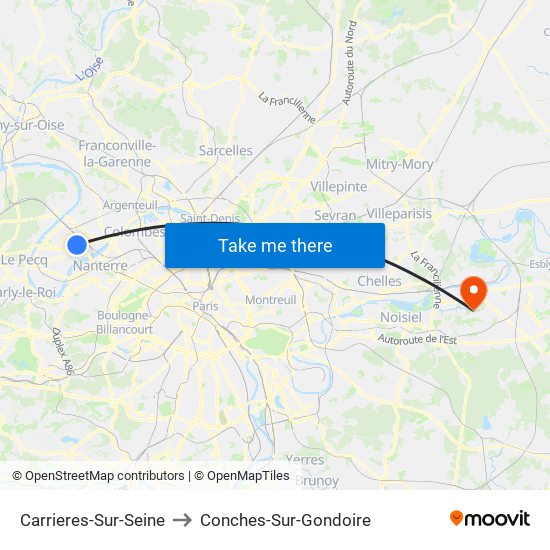 Carrieres-Sur-Seine to Conches-Sur-Gondoire map