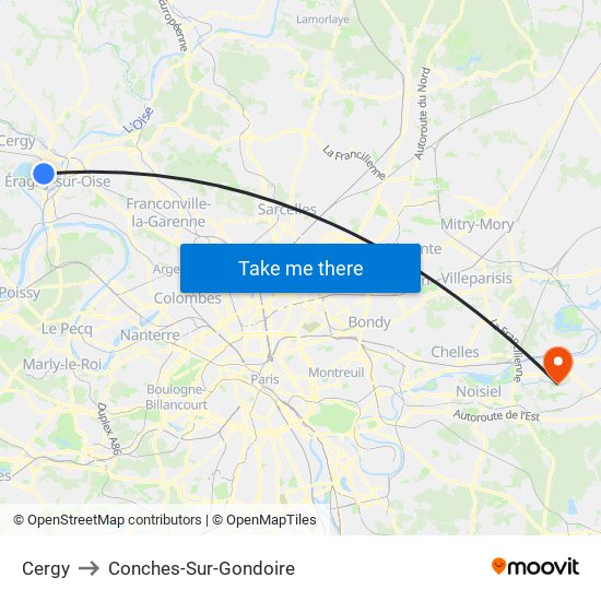 Cergy to Conches-Sur-Gondoire map