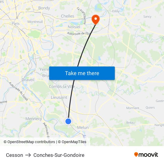 Cesson to Conches-Sur-Gondoire map