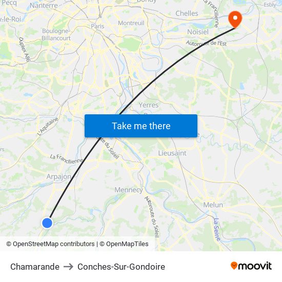 Chamarande to Conches-Sur-Gondoire map