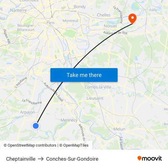 Cheptainville to Conches-Sur-Gondoire map