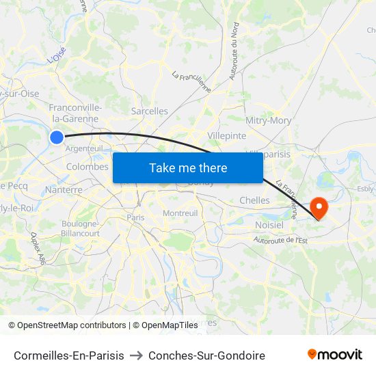 Cormeilles-En-Parisis to Conches-Sur-Gondoire map