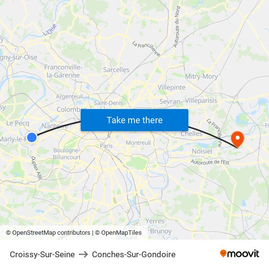 Croissy-Sur-Seine to Conches-Sur-Gondoire map