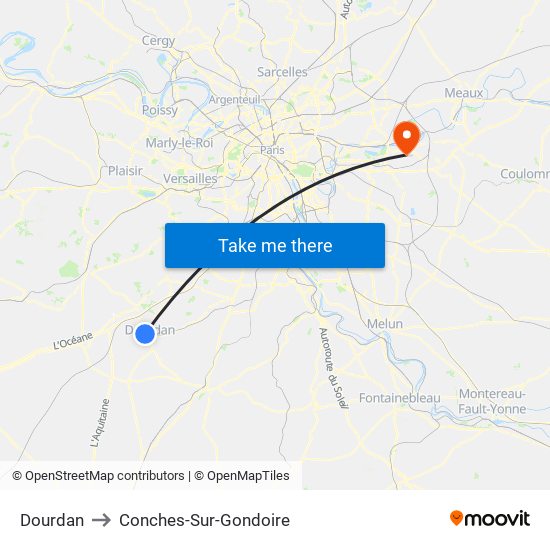 Dourdan to Conches-Sur-Gondoire map