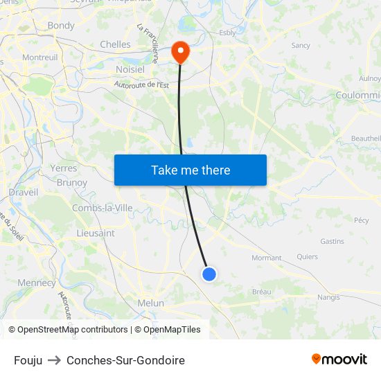 Fouju to Conches-Sur-Gondoire map