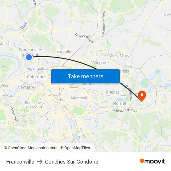 Franconville to Conches-Sur-Gondoire map