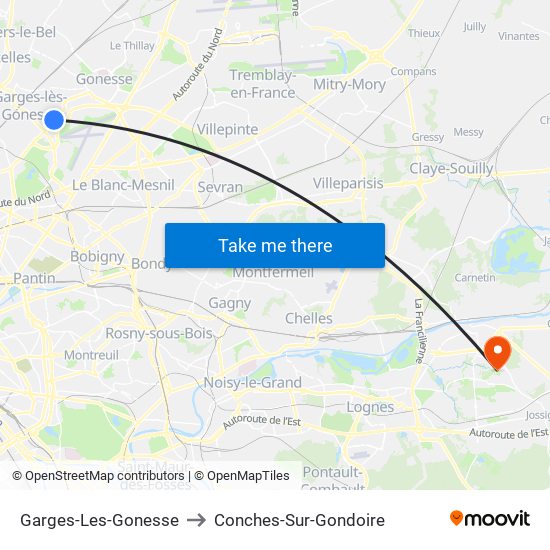 Garges-Les-Gonesse to Conches-Sur-Gondoire map