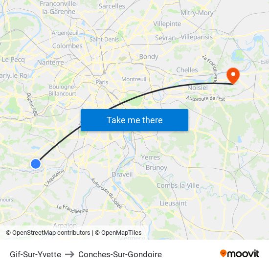 Gif-Sur-Yvette to Conches-Sur-Gondoire map