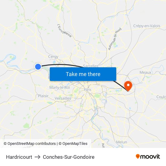 Hardricourt to Conches-Sur-Gondoire map