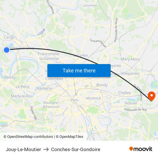Jouy-Le-Moutier to Conches-Sur-Gondoire map