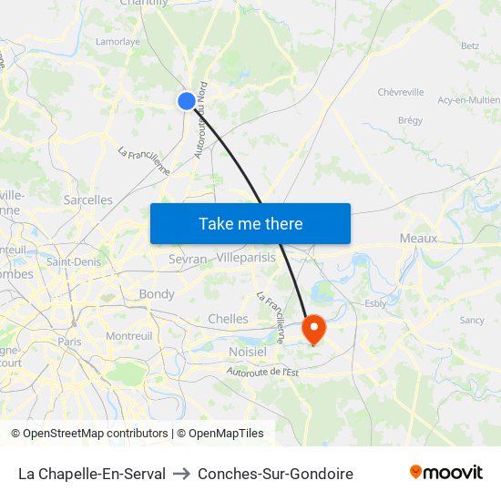 La Chapelle-En-Serval to Conches-Sur-Gondoire map