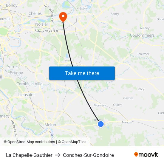 La Chapelle-Gauthier to Conches-Sur-Gondoire map