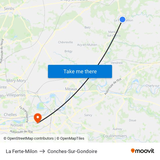 La Ferte-Milon to Conches-Sur-Gondoire map