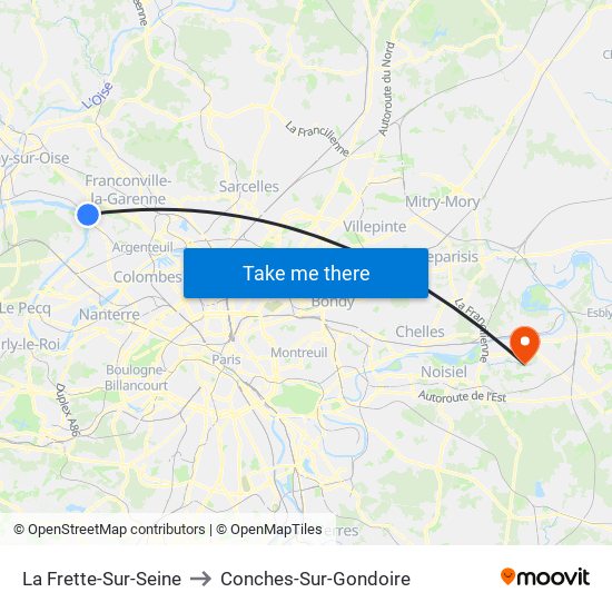 La Frette-Sur-Seine to Conches-Sur-Gondoire map