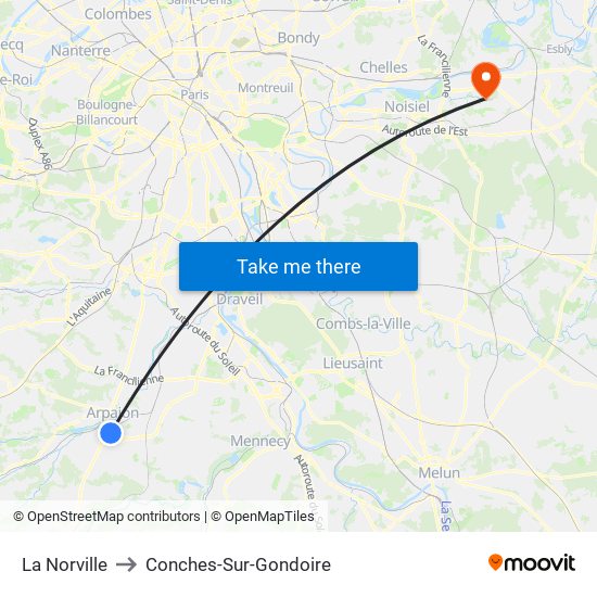 La Norville to Conches-Sur-Gondoire map