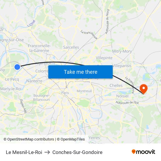 Le Mesnil-Le-Roi to Conches-Sur-Gondoire map