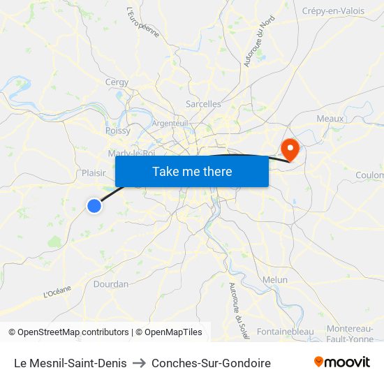 Le Mesnil-Saint-Denis to Conches-Sur-Gondoire map