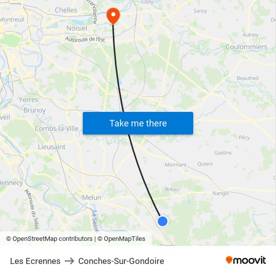 Les Ecrennes to Conches-Sur-Gondoire map