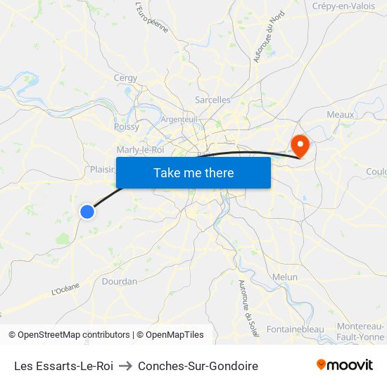Les Essarts-Le-Roi to Conches-Sur-Gondoire map