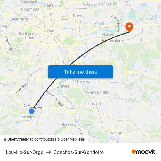 Leuville-Sur-Orge to Conches-Sur-Gondoire map