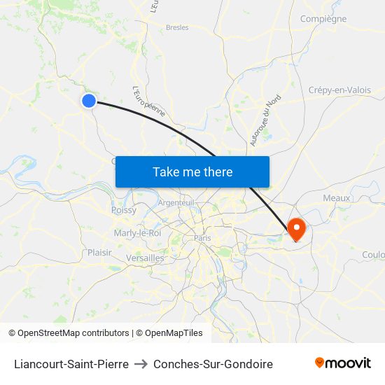 Liancourt-Saint-Pierre to Conches-Sur-Gondoire map