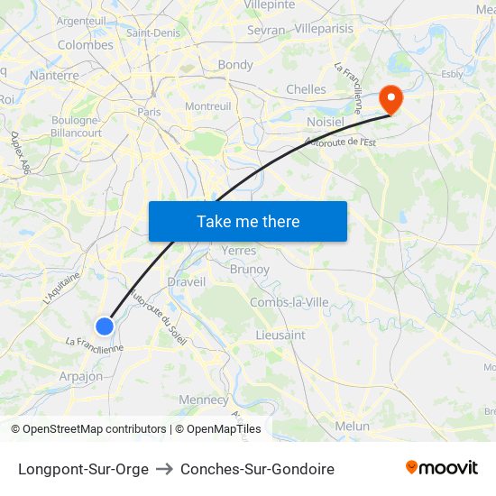 Longpont-Sur-Orge to Conches-Sur-Gondoire map