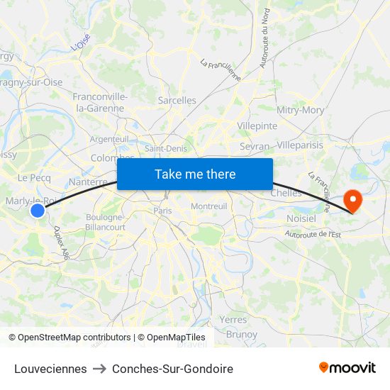 Louveciennes to Conches-Sur-Gondoire map