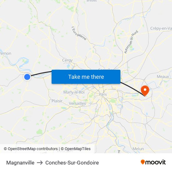 Magnanville to Conches-Sur-Gondoire map