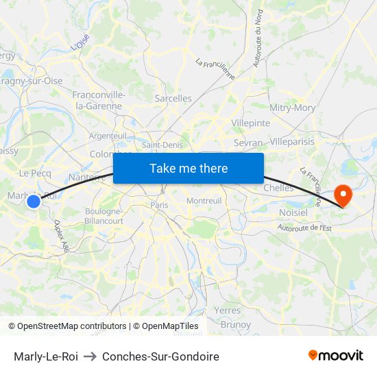Marly-Le-Roi to Conches-Sur-Gondoire map