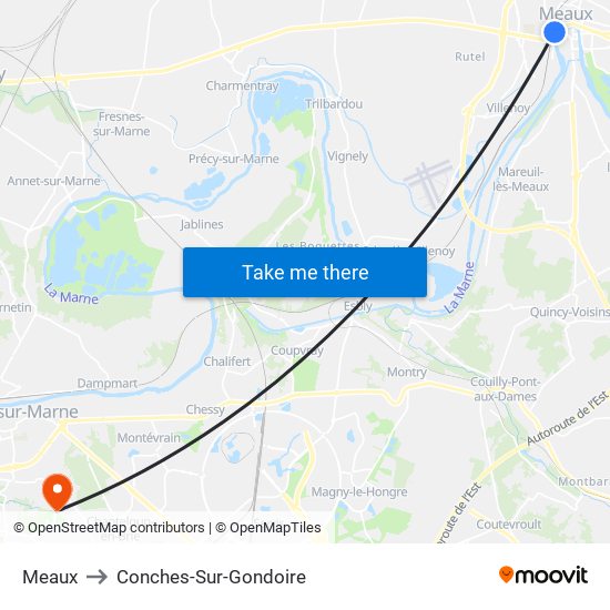 Meaux to Conches-Sur-Gondoire map