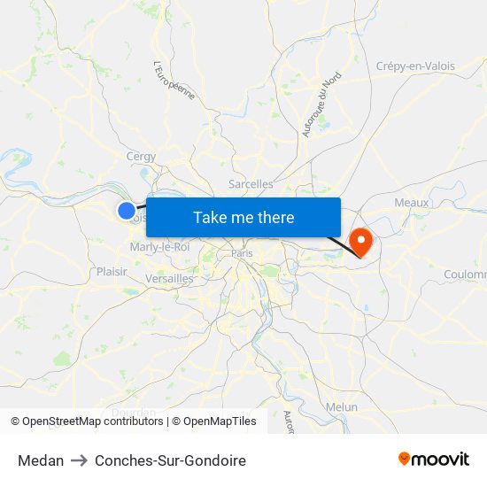 Medan to Conches-Sur-Gondoire map