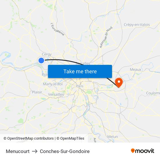 Menucourt to Conches-Sur-Gondoire map