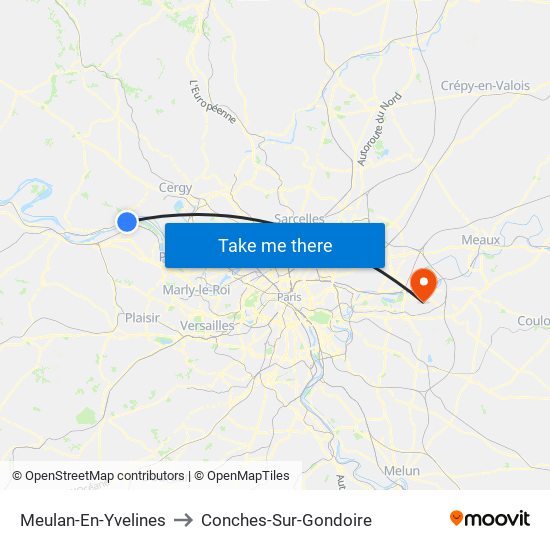 Meulan-En-Yvelines to Conches-Sur-Gondoire map