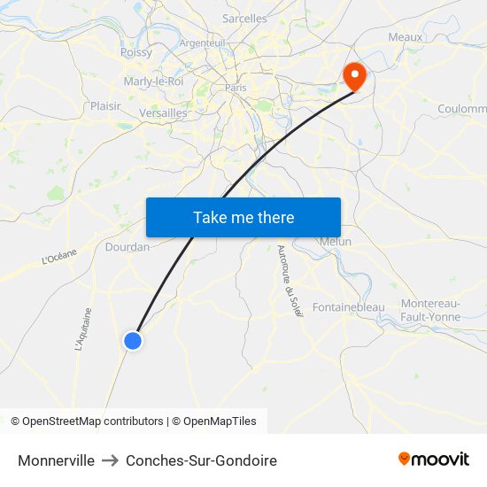 Monnerville to Conches-Sur-Gondoire map