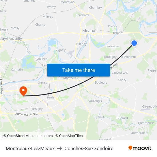 Montceaux-Les-Meaux to Conches-Sur-Gondoire map