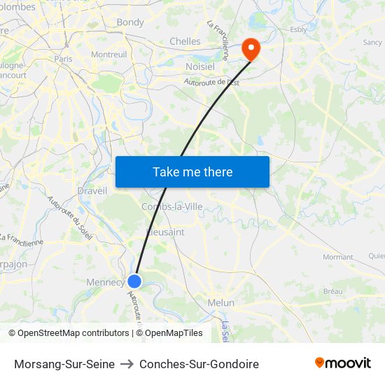 Morsang-Sur-Seine to Conches-Sur-Gondoire map