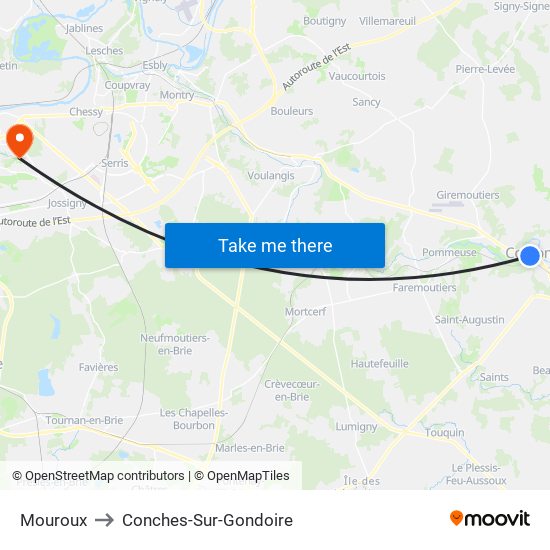 Mouroux to Conches-Sur-Gondoire map